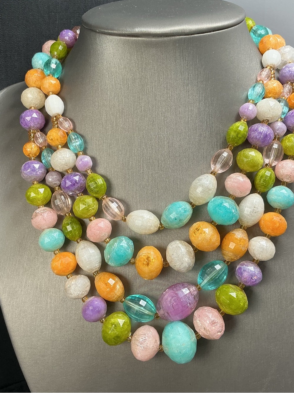 Multi-Color Beaded Statement Necklace - Women Jewelry